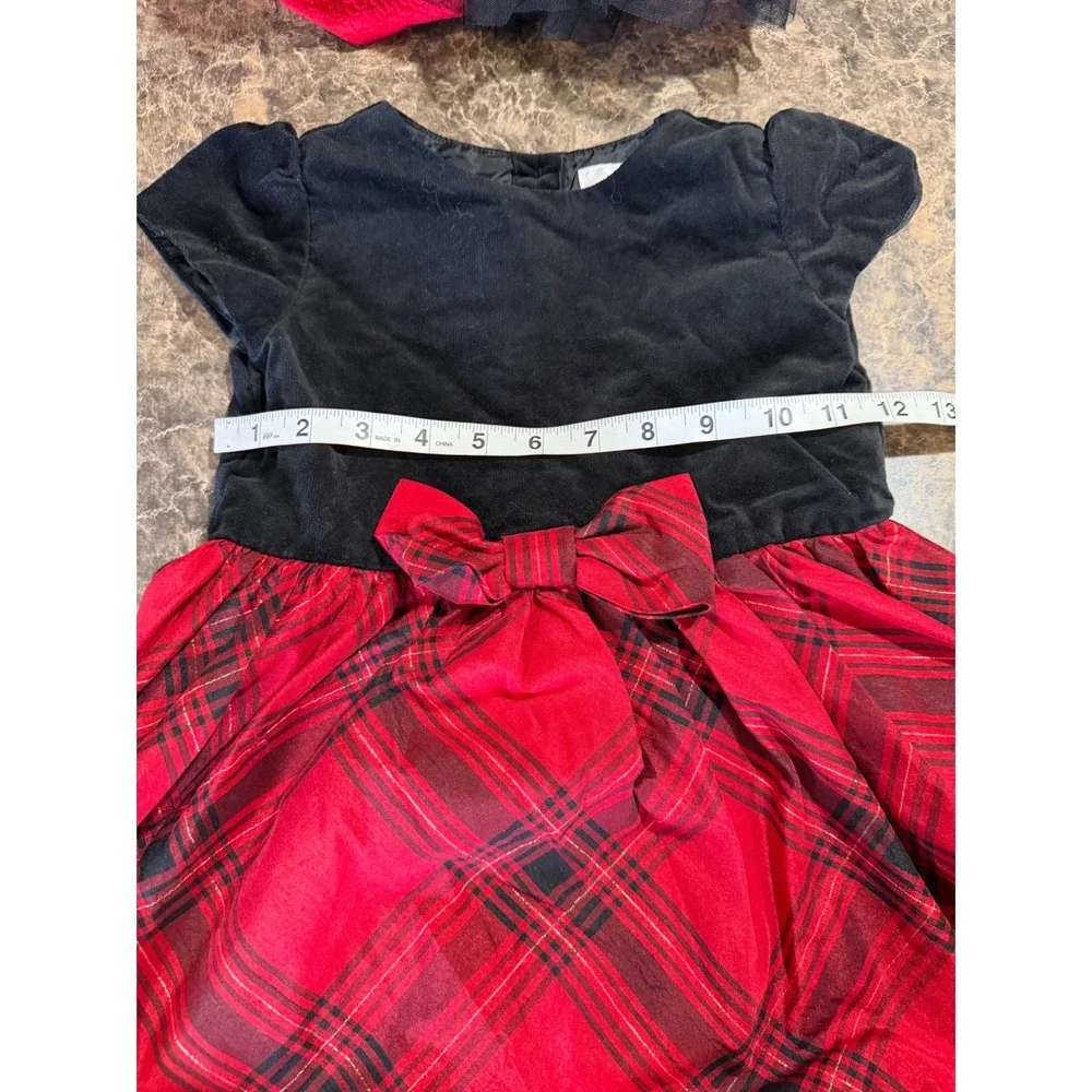 Gymboree Girls 4T Black Velvet Red Plaid Holiday Party Dress Bow Christmas
